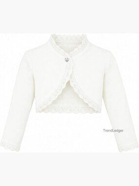Girls Knit Button Closure Long Sleeve Bolero Cardigan Shrug Tops